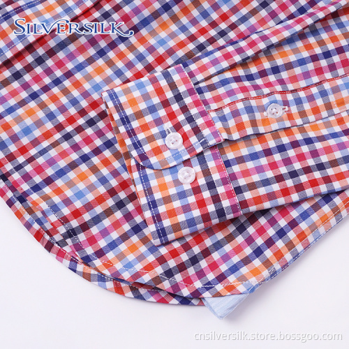 Preppy Tops Blouse Colorful Checks Boys Shirts Long